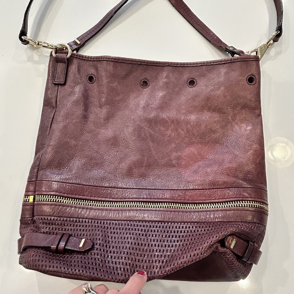 She Lo Burgundy Purple Hobo Bucket Style Purse Handle And Shoulder Strap